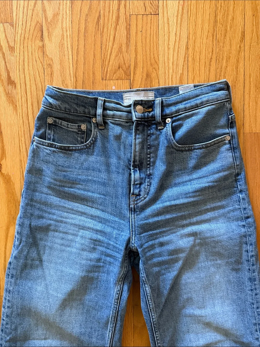 Everlane sz 26S The Way High Sailor Jean Blue wide leg Jeans Dark Hem great cond